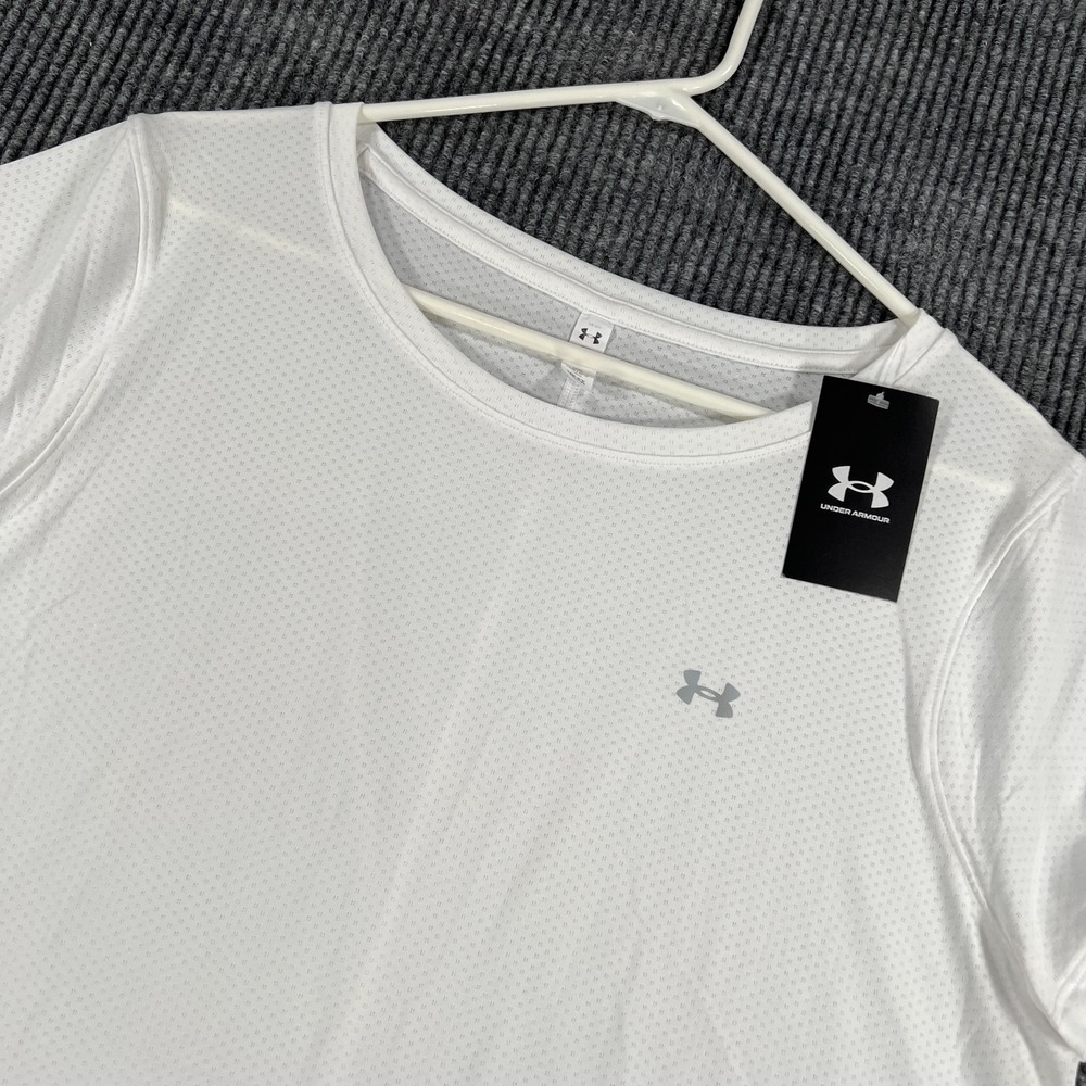 Under Armour Shirt Womens 2XL XXL White Short Sleeve Heat Gear Fitted New